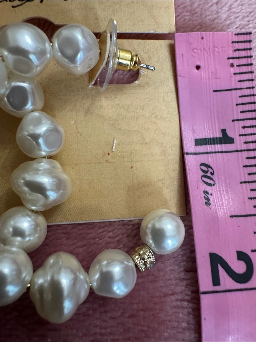 Patricia Nash Cream Faux Pearl Hoop Earrings with Gold Accents